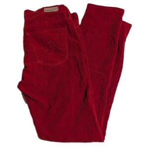 AG The Stevie‎ Ankle Slim Straight Leg Red Corduroy Pants Size 28R